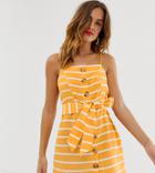 River Island Beach Dress With Buttons In Orange Stripe - Multi