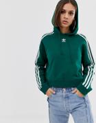 Adidas Originals Adicolor Cropped Hoodie In Green - Green
