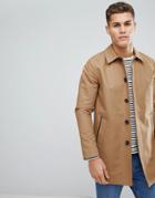 Asos Shower Resistant Single Breasted Trench In Tobacco - Brown