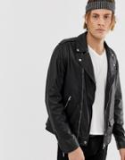 Allsaints Leather Biker Jacket In Black