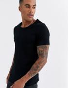 Asos Design Muscle Fit T-shirt And Scoop Neck In Black