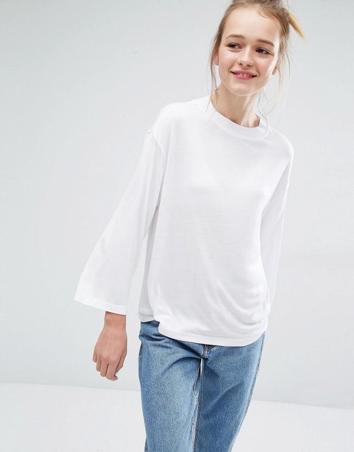 Monki Swing Sleeve Top - White