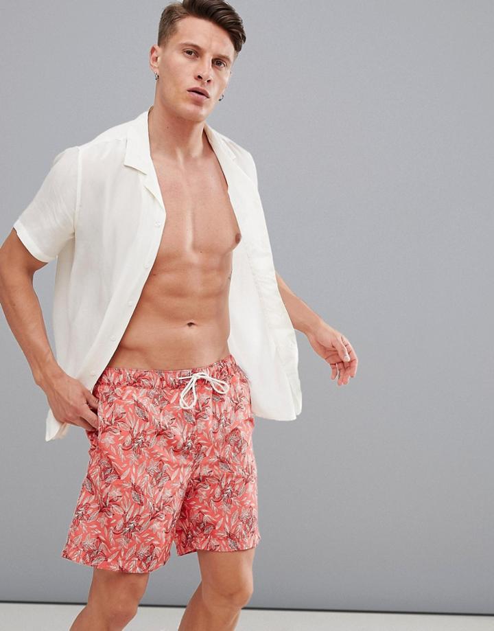 Selected Homme Printed Swim Shorts - Red