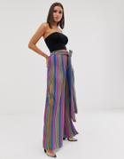 Club L London Glitter Stripe Wide Leg Pants In Multi - Multi