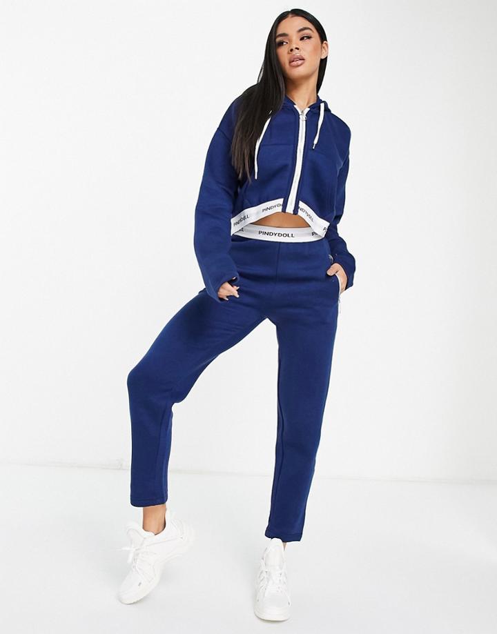 Pindydolls Rhodes Sweatpants And Zip Through Hoodie Tracksuit-navy