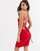 Asos Design Going Out Strappy Back Mini Dress-red