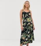 Asos Design Maternity Button Through Cami Maxi Dress In Tropical Print - Multi