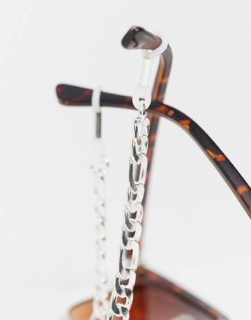 Asos Design Figaro Midweight Sunglasses Chain In Silver Tone