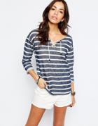 Esprit Rope Detail Stripe Top - Navy