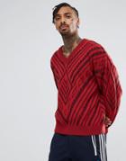 Asos Jacquard Knit Sweater In Berry - Red