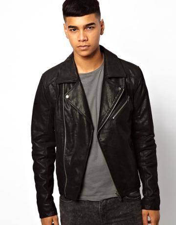 Solid Leather Biker Jacket