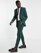 Asos Design Super Skinny Tuxedo Pants In Forest Green With Satin Side Stripe