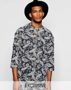 Reclaimed Vintage Paisley 70s Shirt Co-ord In Regular Fit - Navy