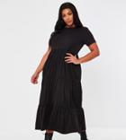 Missguided Plus Jersey Tiered Maxi Dress In Black