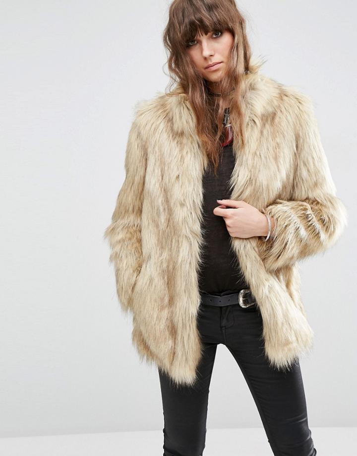 Asos Jacket In Vintage Faux Fur - Cream