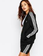 Adidas Originals Adicolor Deluxe Leather Bomber Jacket With 3 Stripe Logo - Black