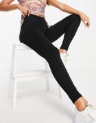 Asos Design V-waist Leggings In Black-purple