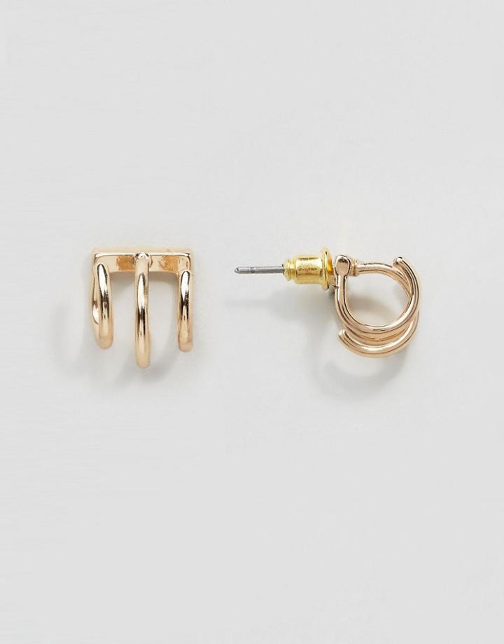 Asos Triple Hoop Swing Earring - Gold