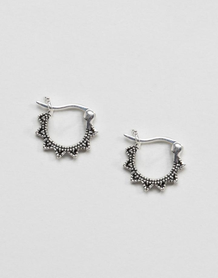 Asos Sterling Silver 12mm Festival Hoop Earrings - Silver