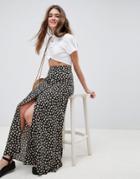Asos Design Ditsy Floral Button Through Maxi Skirt - Multi