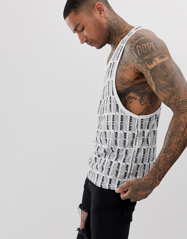 Night Addict Allover Print Tank-white