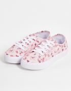 Asos Design Dizzy Lace-up Sneakers In Pink Butterfly Print