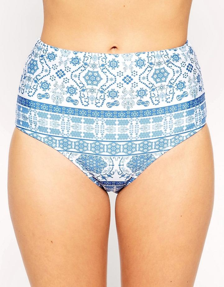 Asos China Print High Waisted Bikini Bottom - Multi