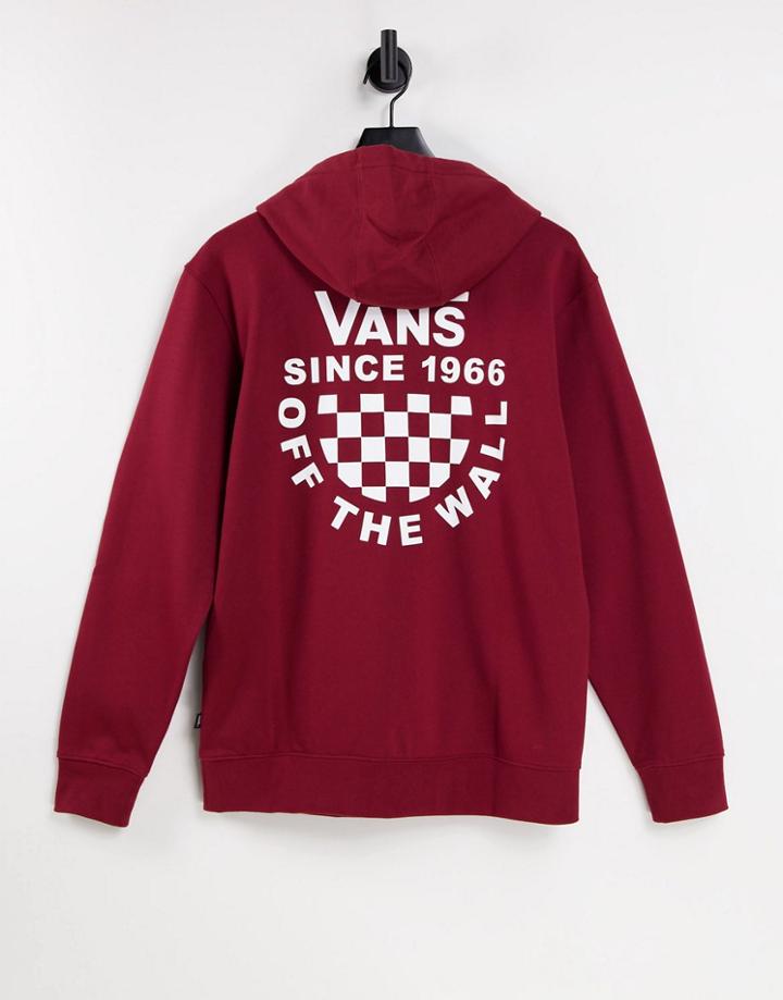 Vans Have A Good Vans Back Print Hoodie In Burgundy-red