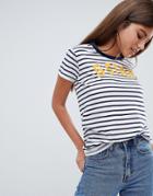 G-star Stripe T-shirt With Yellow Logo - Multi