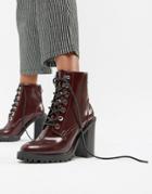 Asos Design Elm Chunky Lace Up Boots - Red