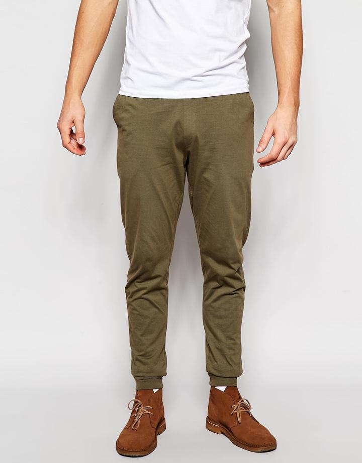 Asos Skinny Lightweight Jersey Joggers In Khaki - Walnut