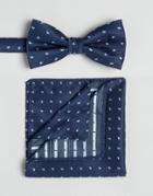 Selected Homme Bow Tie & Pocket Square - Navy
