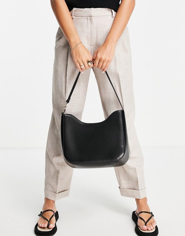 Asos Design Large Curved Tote Bag With Chain Link In Black