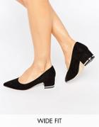 New Look Wide Fit Metal Detail Block Heel - Black