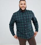 Asos Design Plus Stretch Slim Check Shirt In Green - Navy