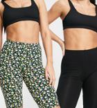 Only Tall Exclusive 2 Pack Legging Shorts In Black And Floral-multi