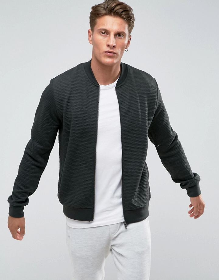 Threadbare Quilted Zip Through Bomber Sweat - Green