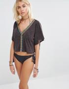 Surf Gypsy Embroidered Trim Crop Top