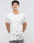 Asos Muscle T-shirt With All Over Bird Print In Beige - Silver Mink