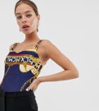 River Island Petite Cami Body In Chain Print - Blue