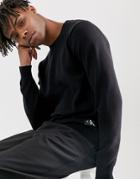 Calvin Klein Jeans Wool Blend Logo Crew Neck Sweater-black