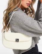 Glamorous Foldover Shoulder Bag In Cream Teddy-white