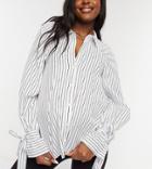 Asos Design Maternity Dad Shirt In Mono Stripe With Tie Cuffs-multi