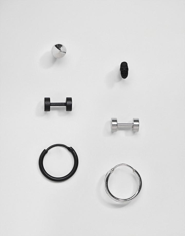 Pull & Bear Earring 6-pack In Silver - Silver