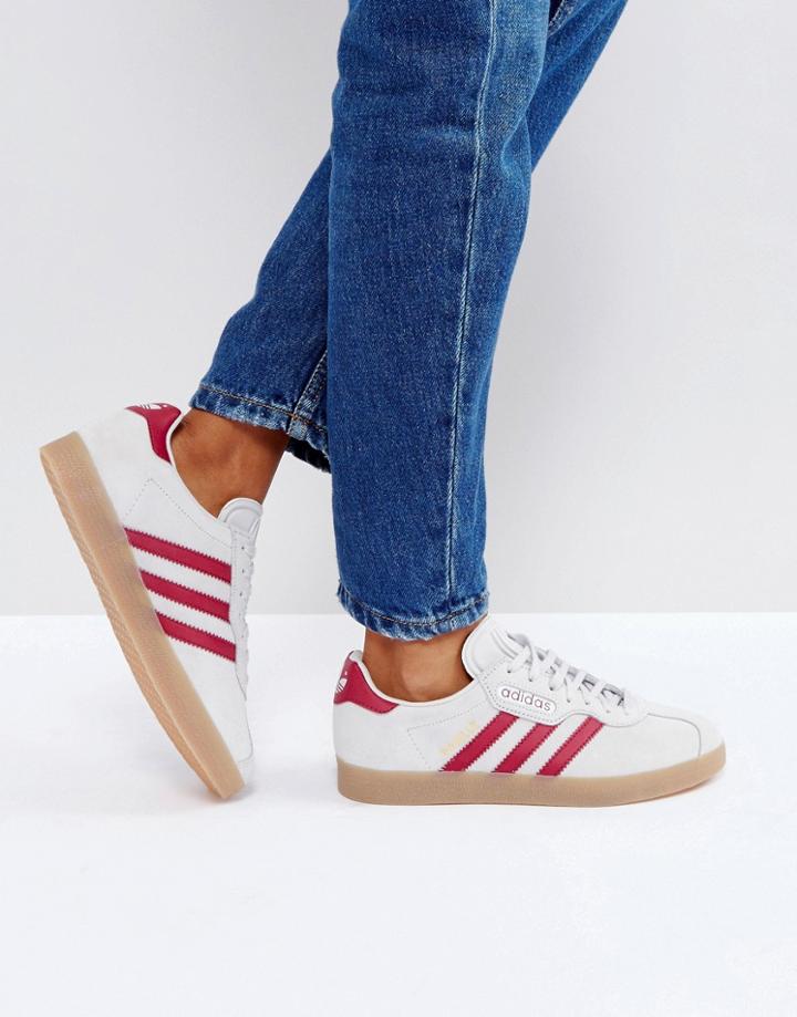 Adidas Originals Gazelle Super Sneakers In Gray With Gum Sole - Gray