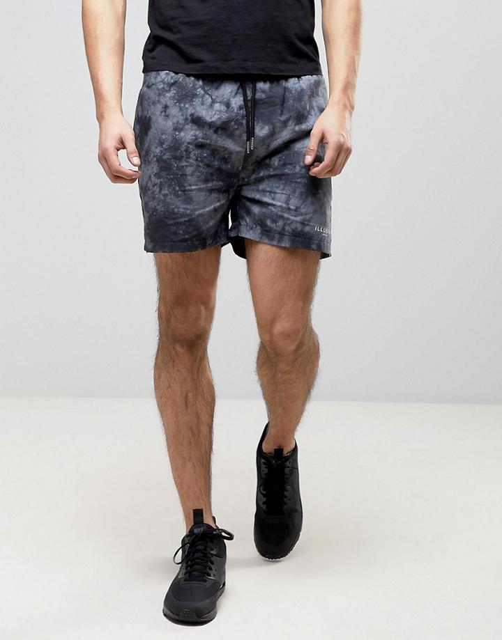 Illusive London Tie Dye Shorts In Black - Black