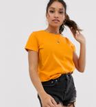 Asos Design Petite Organic Cotton Crew Neck T-shirt In Orange - Orange