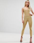 Club L All Over Metallic Jersey Legging - Gold