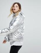 Noisy May Padded Metallic Pullover - Gray