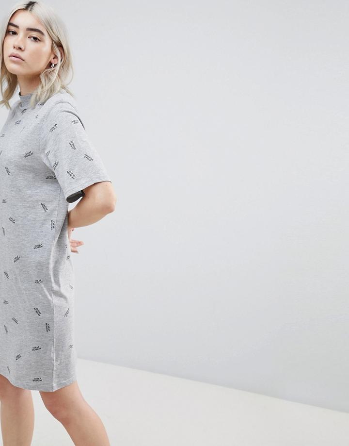 Cheap Monday Smash Print T-shirt Dress - Gray